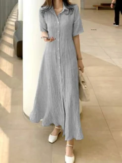 Striped Print Short Sleeve Lapel Button Shirt Dress 16 Striped Print Short Sleeve Lapel Button Shirt Dress -Zanzea Shop 391e83e9 01bd 4147 9a7f 5daef1813f88