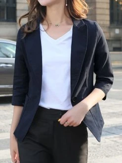 Solid Lapel Pocket Button Front 3/4 Sleeve Blazer 16 Solid Lapel Pocket Button Front 3/4 Sleeve Blazer -Zanzea Shop 39333d2c 7343 4b42 82d0 212af95e6e12