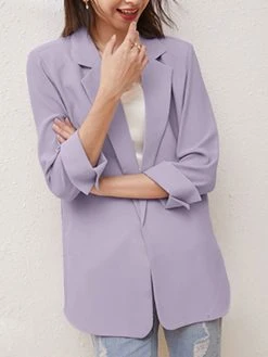 Solid Lapel Slit Hem Back Long Sleeve Blazer For Women -Zanzea Shop 39784328 8ce6 4147 8249 b5299133fa84