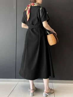 Solid Short Sleeve Crew Neck Dress With Belt For Women -Zanzea Shop 39d30d5c 1902 48b4 aa3a a8eb77f50b43