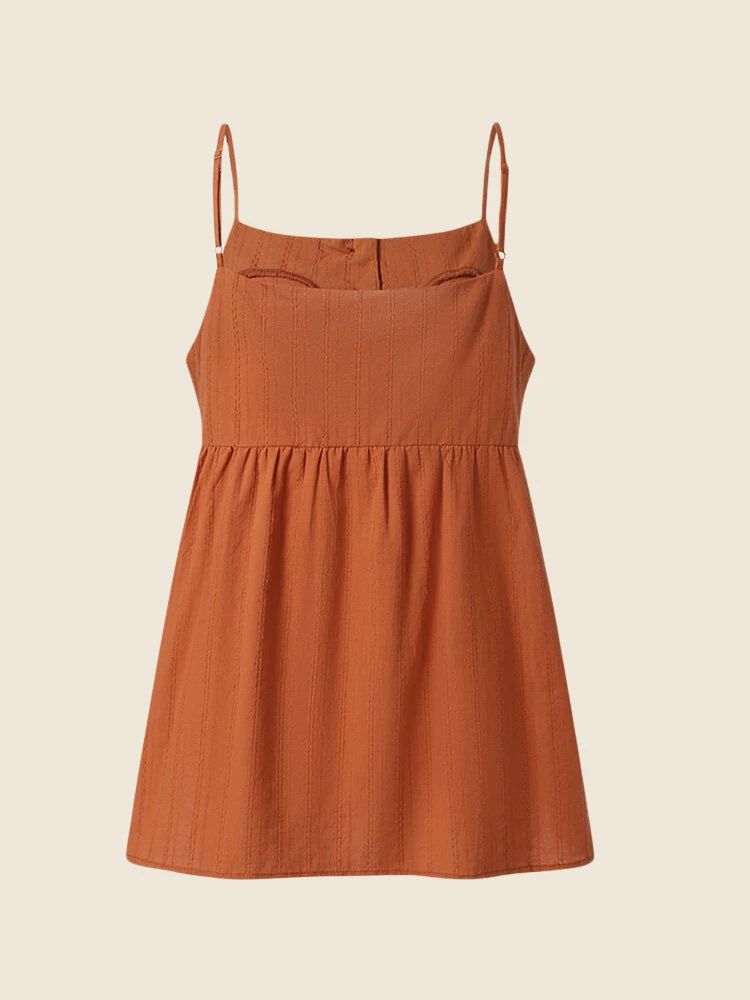 Women Solid Button Detail Cotton Casual Spaghetti Strap Cami 2 Women Solid Button Detail Cotton Casual Spaghetti Strap Cami - Image 2