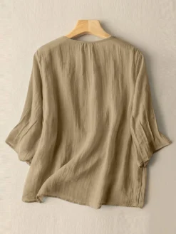 Solid Crew Neck Casual Women 3/4 Sleeve Blouse -Zanzea Shop 3a56e9f1 ea23 46a8 9da0 a5fb965e7a03