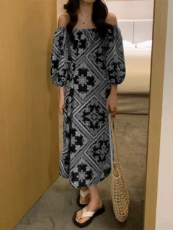 Tribal Paisley Print Off Shoulder 3/4 Sleeve Dress 21 Tribal Paisley Print Off Shoulder 3/4 Sleeve Dress -Zanzea Shop 3a6330d6 e962 4c83 8730 db652ad973a5