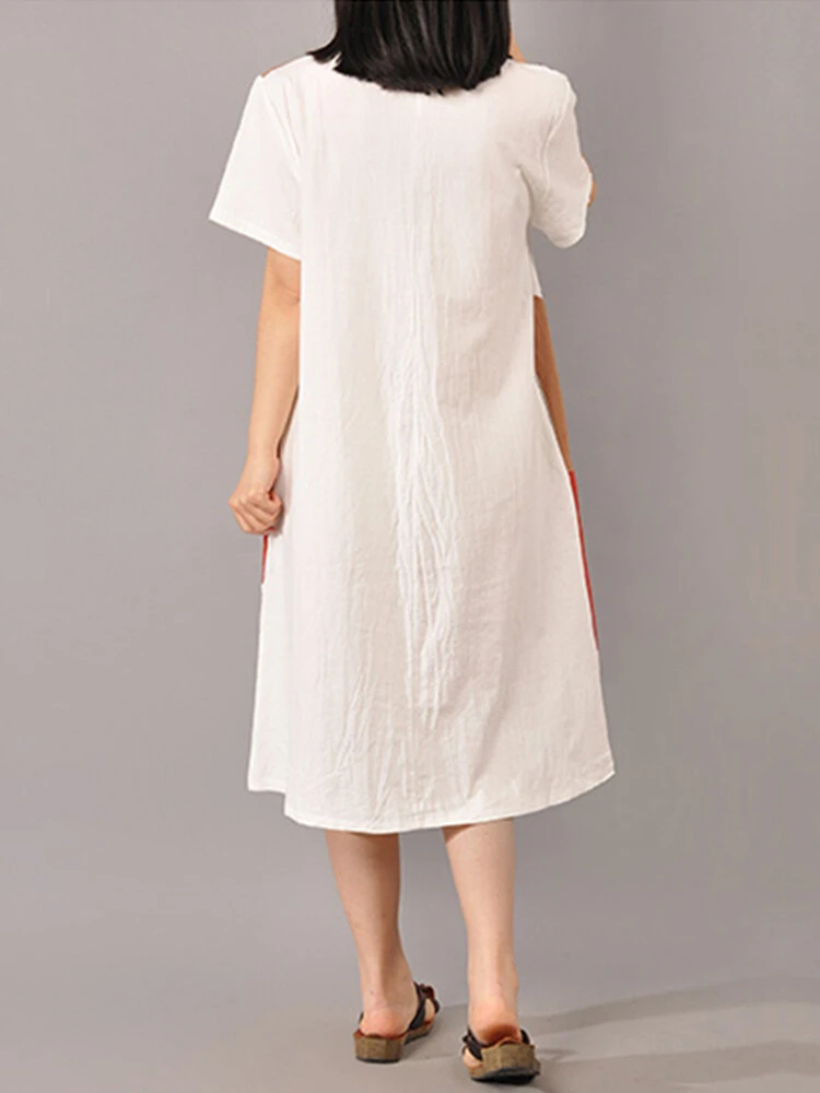 Vintage Print Patchwork Plus Size Dress 2 Vintage Print Patchwork Plus Size Dress - Image 2