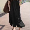 Solid Button Pocket Lapel Short Sleeve Casual Shirt Dress