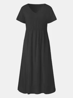 Casual Solid Color V-neck Plus Size Dress -Zanzea Shop 3bafed0c 9055 4bc4 9b33 2286ae263dca