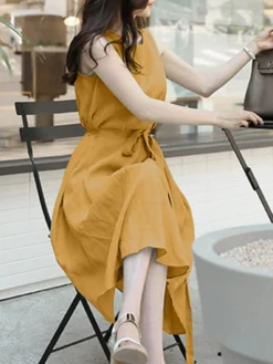 Solid Sleeveless Button Back Midi Dress With Belt 20 Solid Sleeveless Button Back Midi Dress With Belt -Zanzea Shop 3bc8cde6 5643 4823 a0c7 d0b2245a1de5