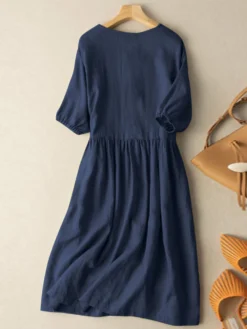 Women Solid Short Sleeve Crew Neck Casual Dress -Zanzea Shop 3c3ce688 cd4f 4e0f 95b0 d2b97f4d19d7