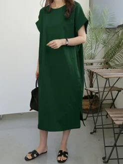 Leisure Solid Slit Hem Ruched Short Sleeve Maxi Dress 17 Leisure Solid Slit Hem Ruched Short Sleeve Maxi Dress -Zanzea Shop 3d0f2d4c 1b1b 435a 8c14 ae084e2261c0
