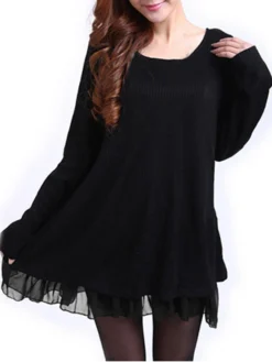 Casual Chiffon Patchwork Back Bow Double Layer Flared Blouse -Zanzea Shop 3d53eee6 4986 4fd3 972a de4047c7266b