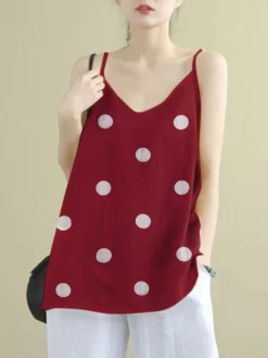 Polka Dot Spaghetti Backless Sleeveless Casual Cami
