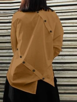 Women Irregular Button Design Solid Long Sleeve Shirt -Zanzea Shop 3da99121 13b7 429e be24 b81cef8380d1