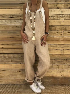 Bohemian Solid Color Straps Loose Plus Size Jumpsuit -Zanzea Shop 3dca07a4 4e1e 4e96 985f 8478a4a52d48