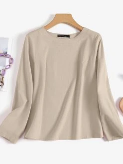 Solid Crew Neck Long Sleeve Casual Women T-shirt -Zanzea Shop 3dca881e 2522 4178 bc77 93216c499bda