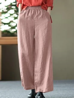 Solid Wide Leg Pocket Elastic Waist Cotton Pants -Zanzea Shop 3df81322 edb8 494f 9ae5 3cdf7e4e1939