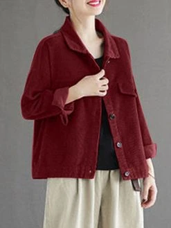 Solid Corduroy Long Sleeve Lapel Jacket For Women -Zanzea Shop 3e032681 e406 4214 aa0c 97a63d3ed471
