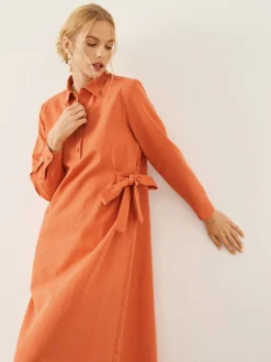 Solid Bowknot Long Sleeve Lapel Button Half Placket Dress -Zanzea Shop 3e4bb9d3 dbec 49a2 bb3c 3d15838d8ae9