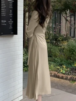Solid Irregular Pleated Adjustable Belt Long Sleeve Dress -Zanzea Shop 3f13b134 1c75 476c 812d 091ceeffa8c5