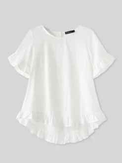 Solid Color Ruffle Sleeve Plus Size Casual Blouse