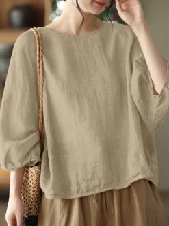 Solid Loose Dolman Sleeve Crew Neck Blouse -Zanzea Shop 40454fe1 17e7 497c 86dd adcb81e7d7fa