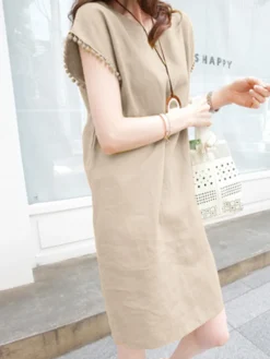 Solid Crew Neck Short Sleeve Loose Dress For Women -Zanzea Shop 4075d8cf a02f 47ed b868 36619c2faad8