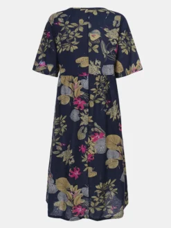 Vintage Floral Print High Waist Plus Size Dress -Zanzea Shop 409029aa de6b 444e a032 a053d24d0a94