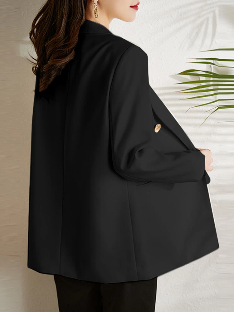 Solid Lapel Pocket Long Sleeve Button Casual Blazer 6 Solid Lapel Pocket Long Sleeve Button Casual Blazer - Image 6