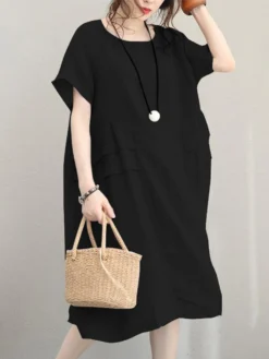 Crew Neck Short Sleeve Soild Color Casual Dress -Zanzea Shop 4163d9e0 421f 44ec a5d2 e436684206fb