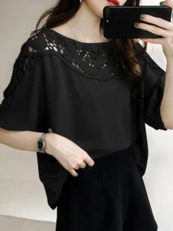 Women Hollow Stitch Half Sleeve Crew Neck Blouse 22 Women Hollow Stitch Half Sleeve Crew Neck Blouse -Zanzea Shop 418ee66a a7a9 43c0 88ea 8621c06459d1