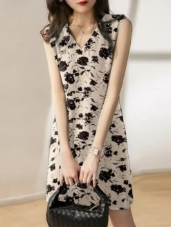 Women Random Allover Flower Print Sleeveless V-neck Dress -Zanzea Shop 41ac965e d3e2 48dd b9c1 255b52037c1f