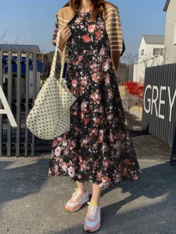 Cottagecore Flower Print Pocket Puff Sleeve Casual Maxi Dress -Zanzea Shop 41bdf3c8 4898 44f7 a122 5e42cb0042c7