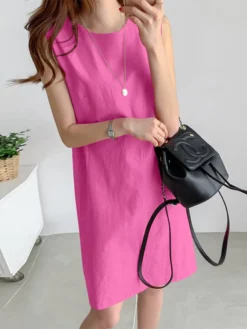 Solid Sleeveless O-neck Cotton Dress -Zanzea Shop 422f06c1 526a 4f01 bdb8 d7e26b8d9df9
