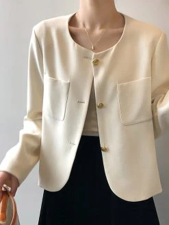 Solid Button Front Pocket Long Sleeve Blazer -Zanzea Shop 4279b3bd 5165 4139 a931 e7bb2809aca5