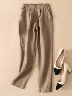Solid Pocket Elastic Waist Casual Pants For Women -Zanzea Shop 42a82b8b b5c6 4b8a 89b6 2fffe5548d46