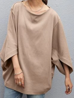 Solid Dolman Sleeve Loose O-neck Casual Women Blouse -Zanzea Shop 435e3606 1835 4520 8dd9 80dedb953443