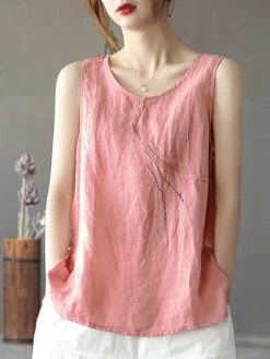 Women Embroidery Crew Neck Sleeveless Vintage Tank Top -Zanzea Shop 43637786 30e0 4924 b0cc 2f8952518876