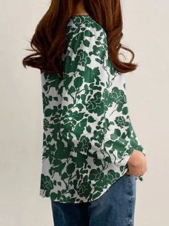 Allover Plants Print Crew Neck Long Sleeve Casual Blouse -Zanzea Shop 43b2efda a855 4544 bcbd cdf48d3a0459