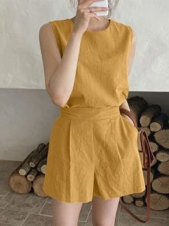 Solid Slit Back Pocket Elastic Waist Two Pieces Suit -Zanzea Shop 45d182f1 329d 4d42 af4d 9455d8762a7c