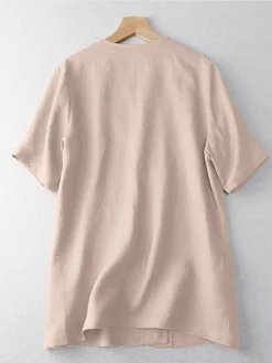 Solid Button Front Short Sleeve V-neck Casual Blouse -Zanzea Shop 47447748 d6b8 4a94 8e25 372a1237be14