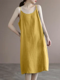 Solid Spaghetti Strap Midi Casual Dress For Women -Zanzea Shop 47688f13 8765 4b7d acc0 30e15095c8c8
