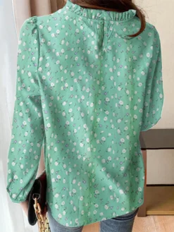 Radom Allover Floral Long Sleeve Ruffle Trim Stand Collar Blouse -Zanzea Shop 47936fed 5bab 43a6 9bc2 5290c93e3a62