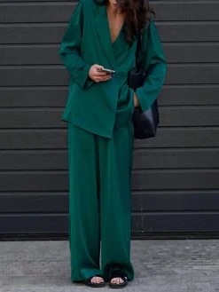 Solid Satin Long Sleeve Pocket Wide Leg Two Pieces Suit 12 Solid Satin Long Sleeve Pocket Wide Leg Two Pieces Suit -Zanzea Shop 481b45ab 885f 46dd acdc ec0d574a07b5