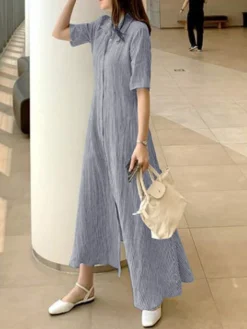 Striped Print Short Sleeve Lapel Button Shirt Dress 22 Striped Print Short Sleeve Lapel Button Shirt Dress -Zanzea Shop 482a0cf9 a6a3 4d06 931c 166138215c5f