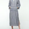 Casual Side Split Striped Maternity Dress For Women