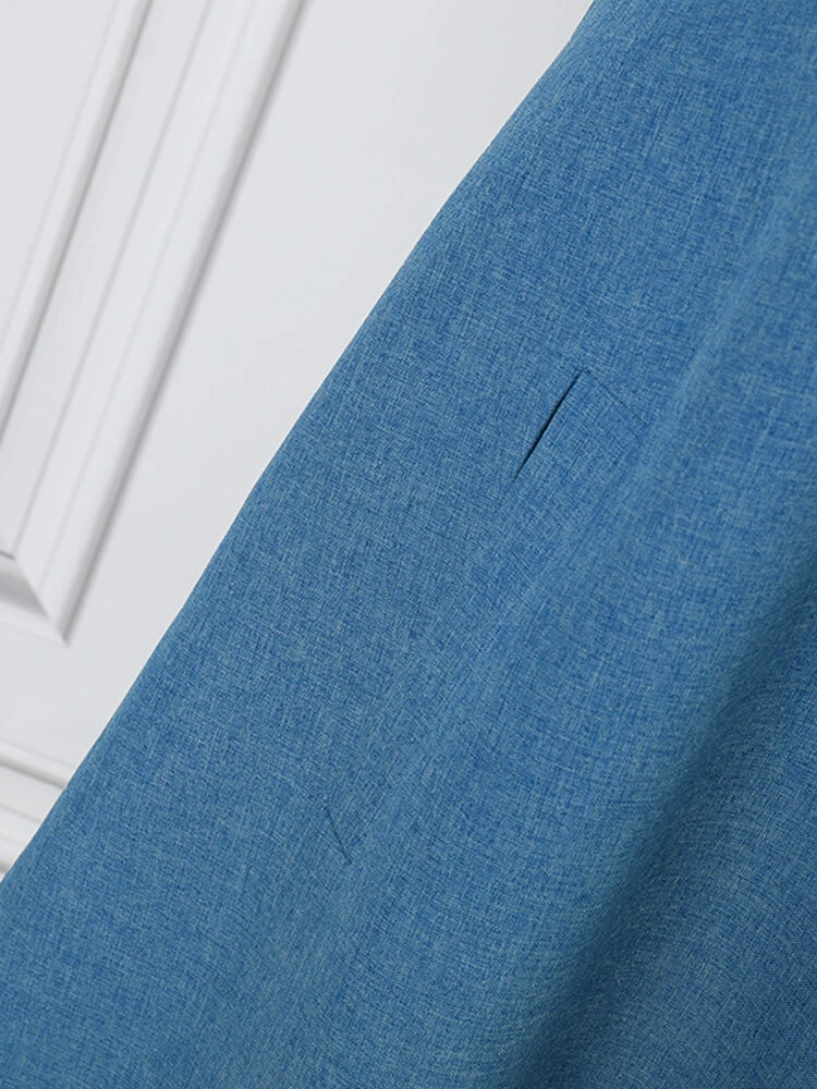 Women Solid Notched Neck Slant Pocket Half Sleeve Dress 7 Women Solid Notched Neck Slant Pocket Half Sleeve Dress - Image 7