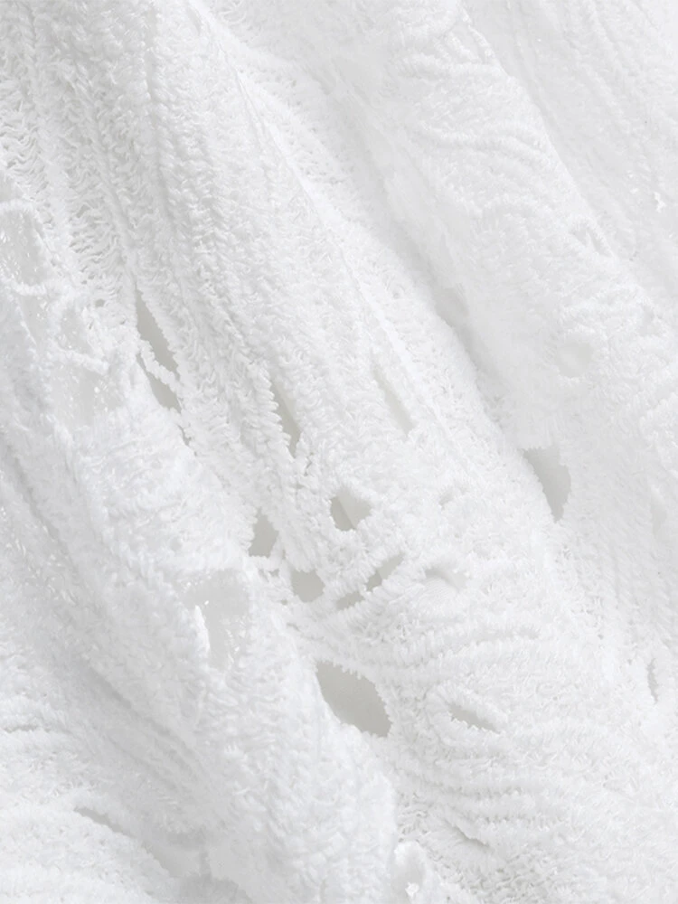 Lace Crochet Long Sleeve Irregular Trim Plus Size Long Shirt 11 Lace Crochet Long Sleeve Irregular Trim Plus Size Long Shirt - Image 11