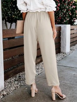 Solid Pocket Elastic Waist Carrot Pants With Belt -Zanzea Shop 4b4e02e5 cb83 4e00 a5f8 e2a4da252327
