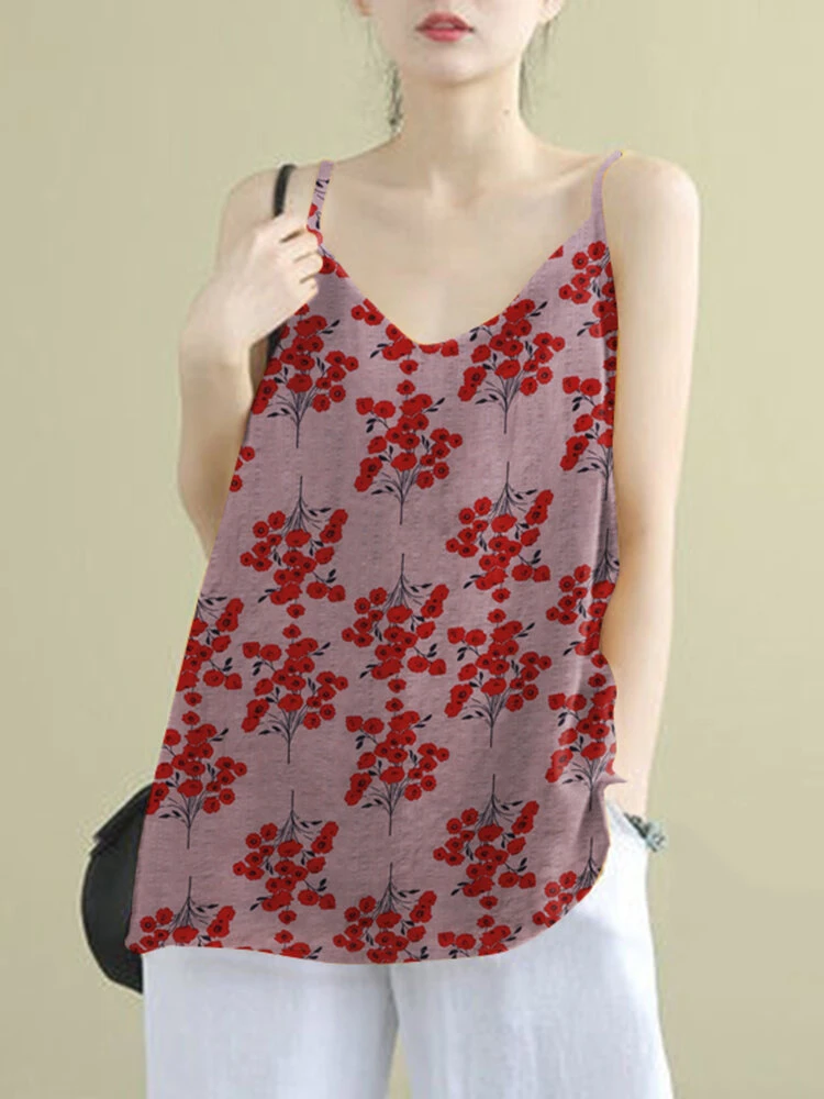 Flower Print Spaghetti Backless Sleeveless Cami 2 Flower Print Spaghetti Backless Sleeveless Cami - Image 2
