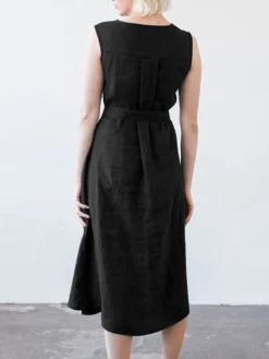 Solid Sleeveless Pocket Crew Neck Dress With Belt -Zanzea Shop 4bcea732 c74e 4ef1 95f1 9784fdc6b38a