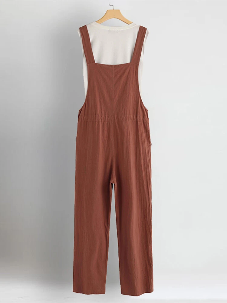 Waist Drawstring Pockets Straps Jumpsuit 3 Waist Drawstring Pockets Straps Jumpsuit - Image 3